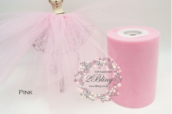 Pink - Premium Soft Nylon Tulle roll 6 inch wide 100 yards length